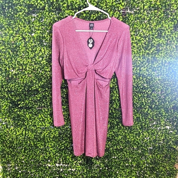 Wild Fable Pink Glitter Shimmer Lurex Bodycon Dress Medium - Picture 1 of 7